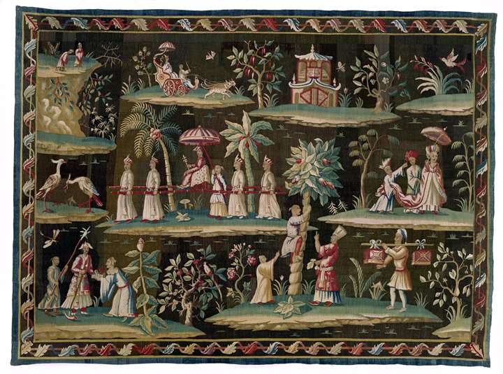 A GEORGE I CHINOISERIE SOHO TAPESTRY